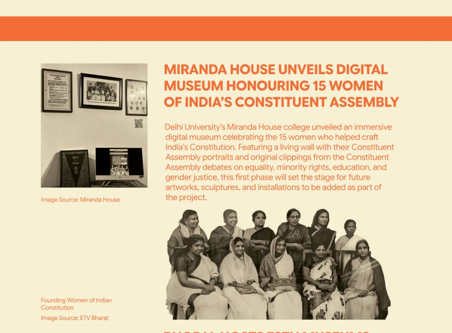 Published report: Miranda House Unveils Digital Museum Honouring 15 Women of India’s Constituent Assembly